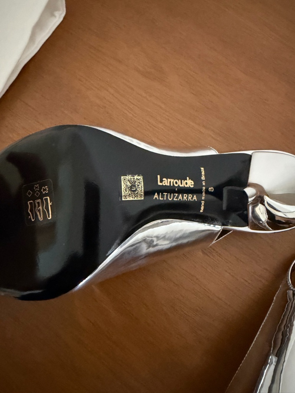 Larroude x Altuzarra Silver Pointed-Toe Slingback Stiletto Heels - Picture 8 of 8